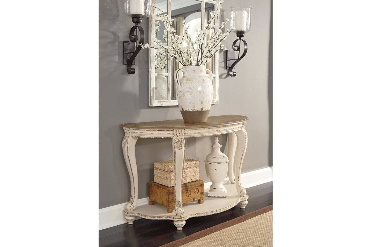 Realyn White/Brown Sofa Table from Ashley - Luna Furniture