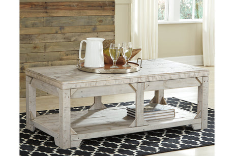 Fregine Whitewash Coffee Table with Lift Top -  - Luna Furniture