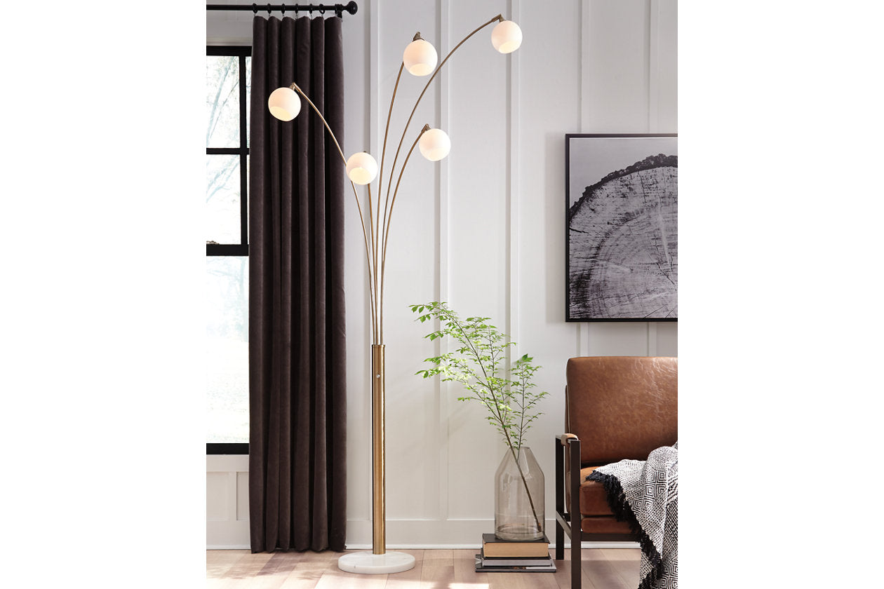 Taliya Champagne/White Arc Lamp – Luna Furniture