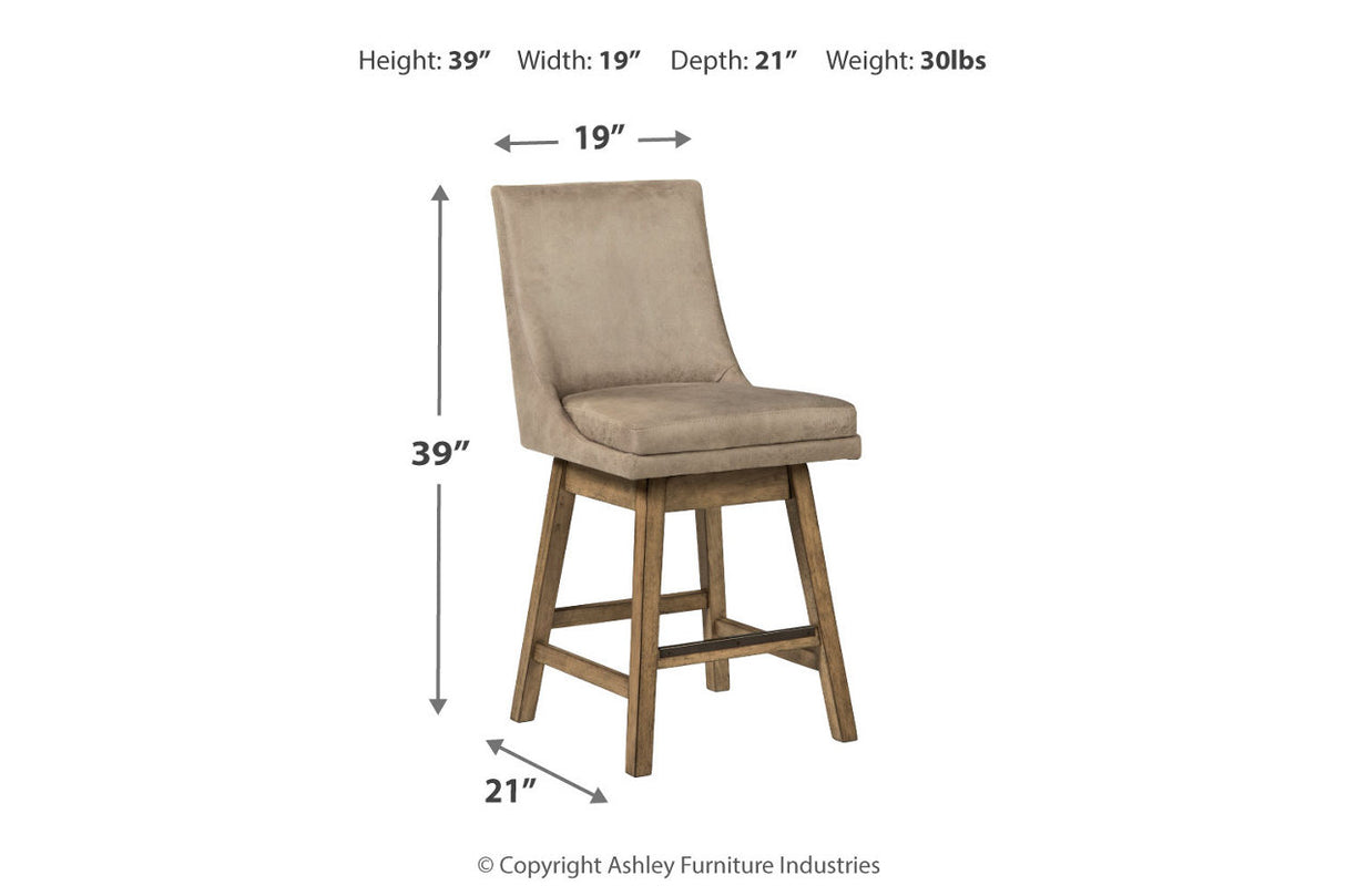 Tallenger Beige Counter Height Barstool, Set of 2 from Ashley - Luna Furniture