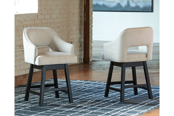 Tallenger Linen/Brown Counter Height Barstool, Set of 2