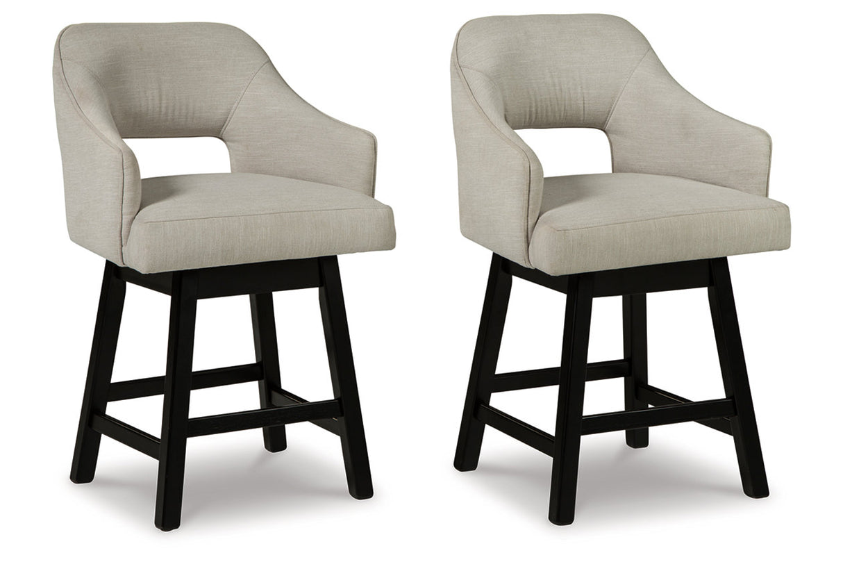 Tallenger Linen/Brown Counter Height Barstool, Set of 2 from Ashley - Luna Furniture