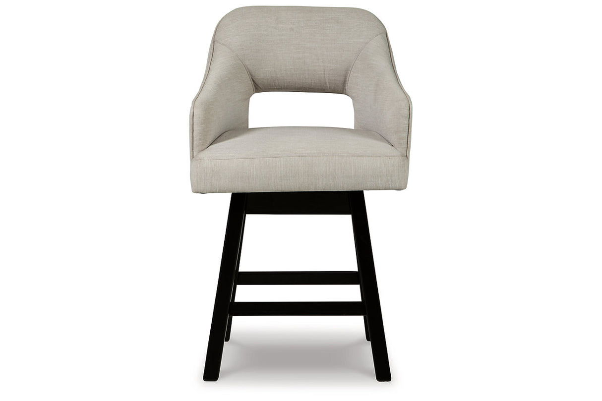 Tallenger Linen/Brown Counter Height Barstool, Set of 2 from Ashley - Luna Furniture