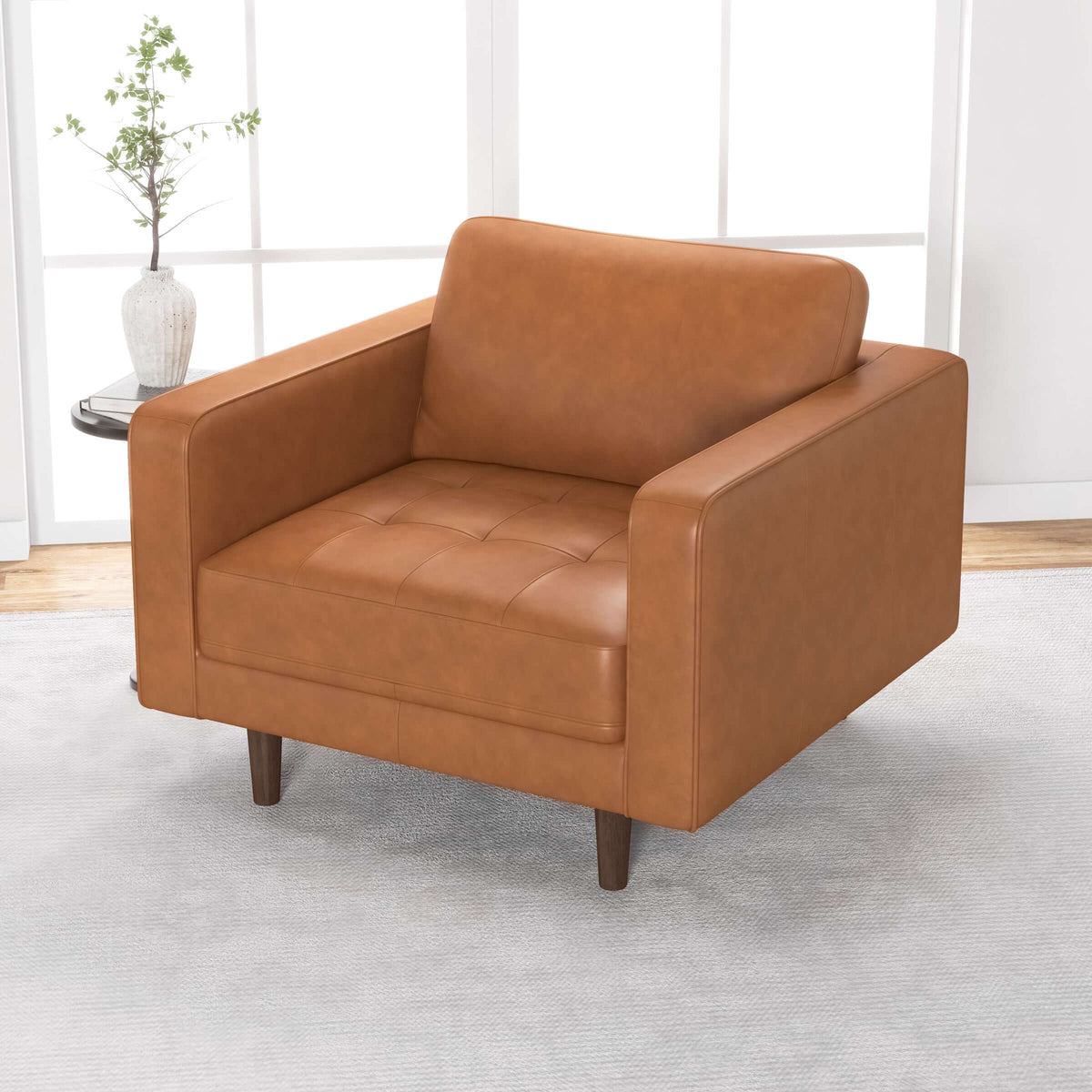 Tessa Tan Leather Lounge Chair from Ashcroft Furniture - Luna Furniture