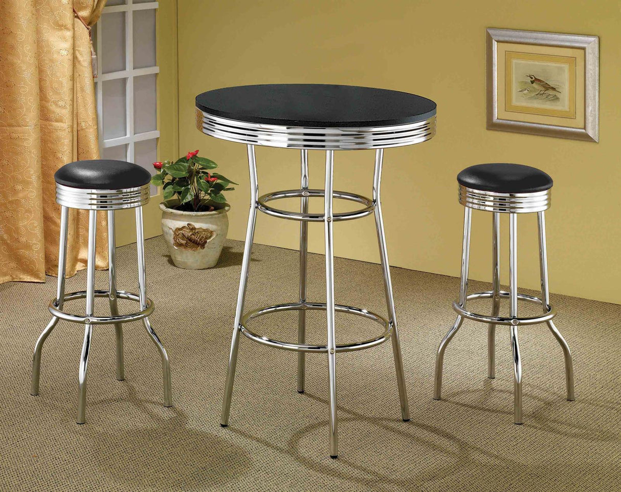 Theodore Black and Chrome Round Bar Table from Coaster - Luna Furniture