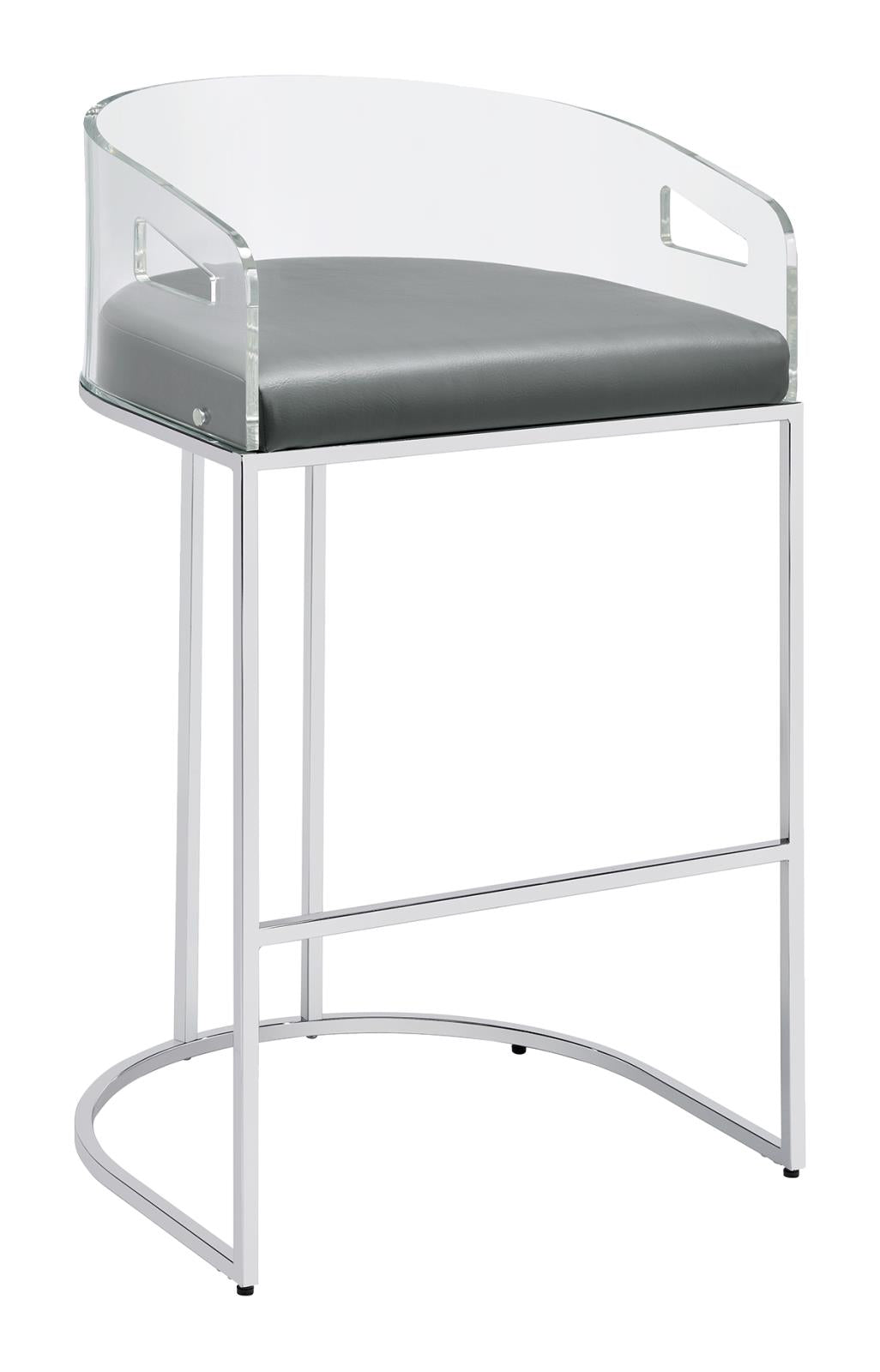 Thermosolis Gray and Chrome Acrylic Back Bar Stools, Set of 2 from Coaster - Luna Furniture
