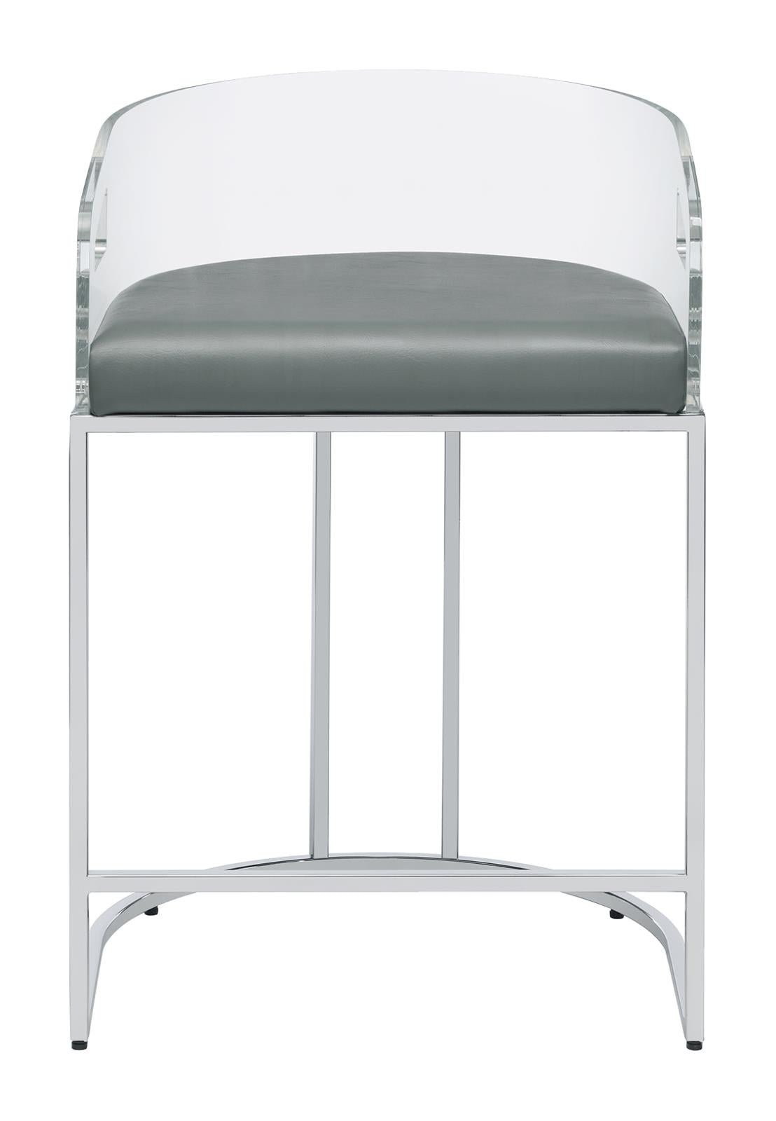 Thermosolis Gray and Chrome Acrylic Back Counter Height Stools, Set of 2 from Coaster - Luna Furniture
