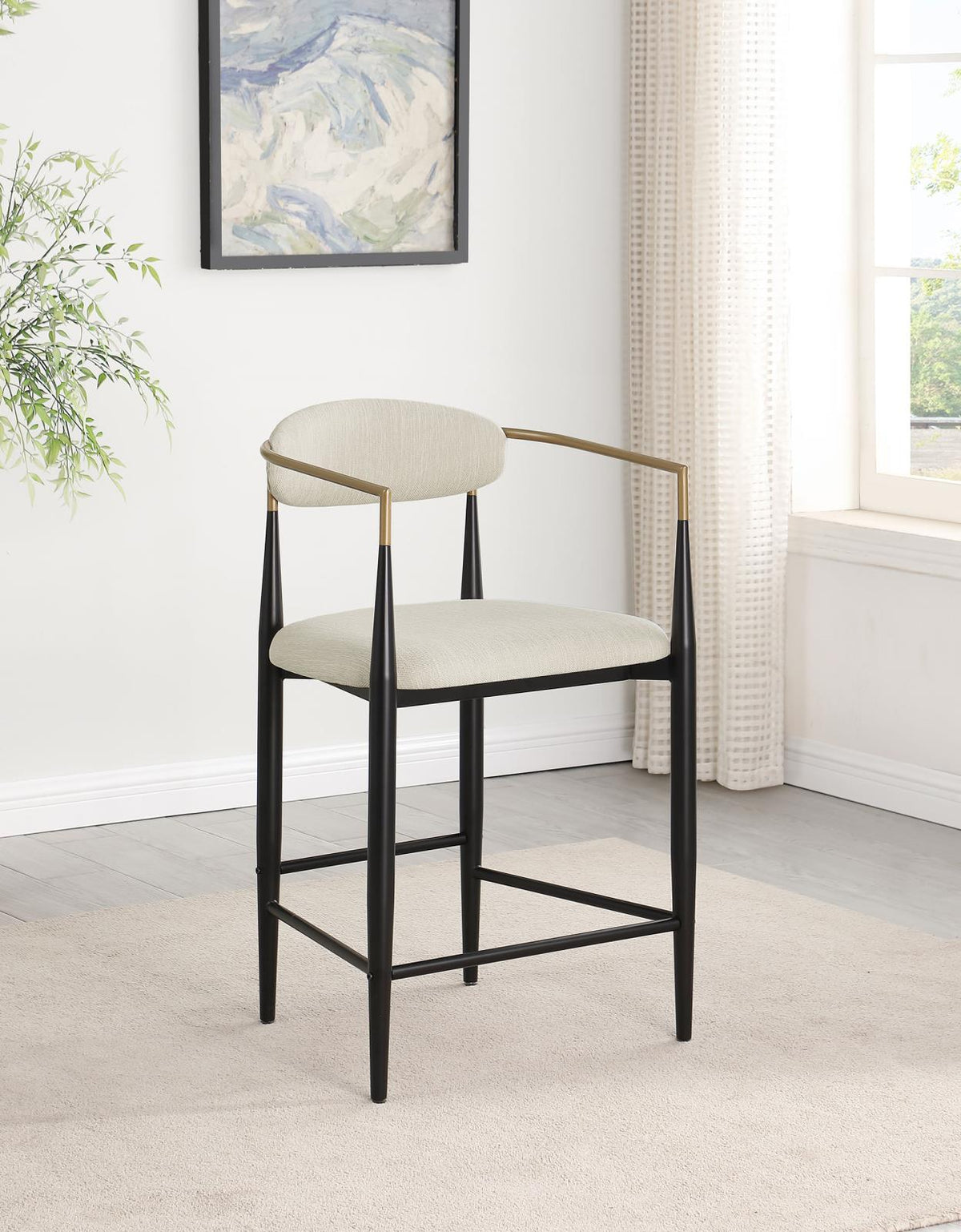 Tina Beige Metal Counter Height Upholstered Bar Stool, Set of 2 from Coaster - Luna Furniture