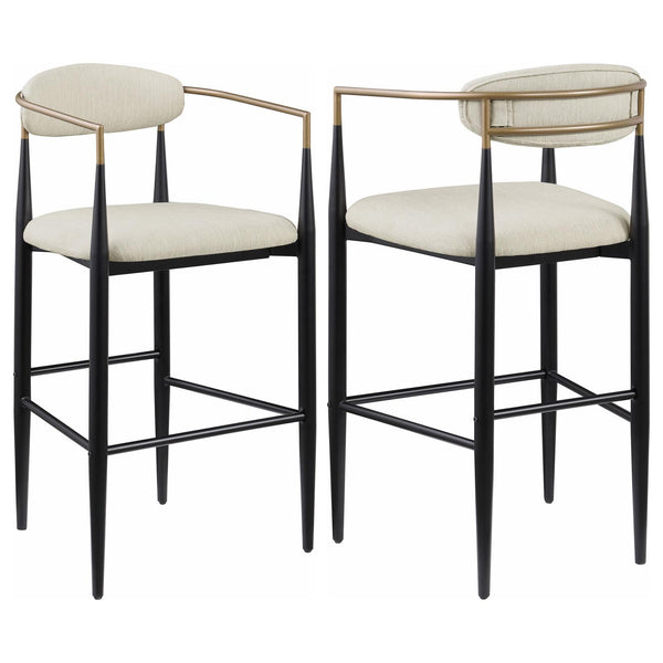 Tina Beige Metal Pub Height Upholstered Bar Stool, Set of 2