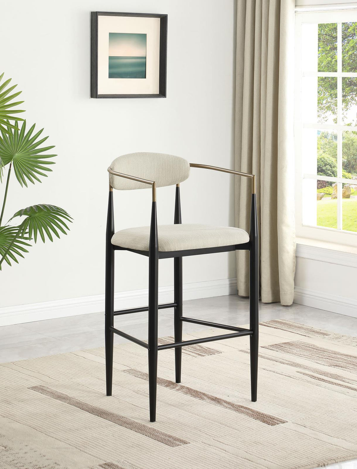 Tina Beige Metal Pub Height Upholstered Bar Stool, Set of 2 from Coaster - Luna Furniture