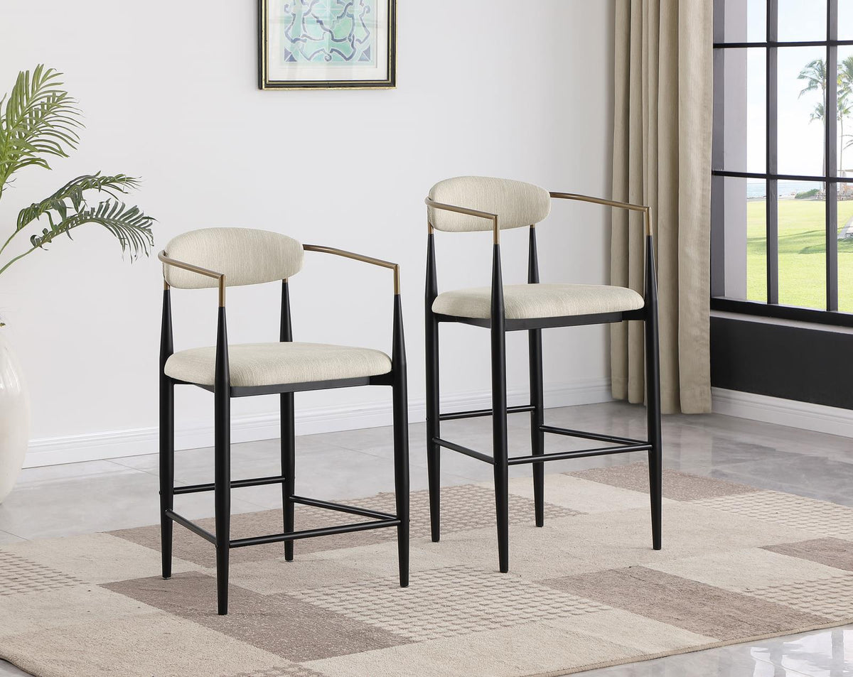 Tina Beige Metal Pub Height Upholstered Bar Stool, Set of 2 from Coaster - Luna Furniture