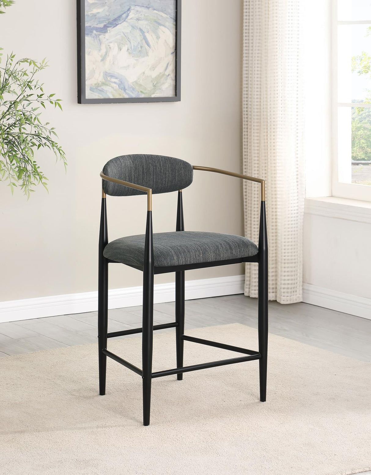 Tina Dark Gray Metal Counter Height Upholstered Bar Stool, Set of 2 from Coaster - Luna Furniture