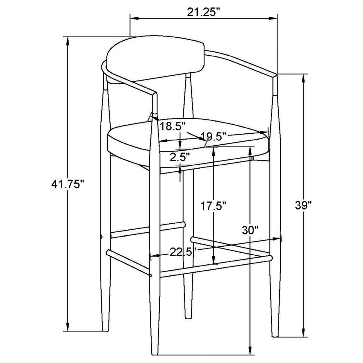 Tina Dark Gray Metal Pub Height Upholstered Bar Stool, Set of 2 from Coaster - Luna Furniture