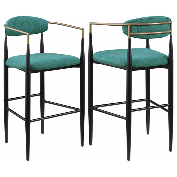 Tina Green Metal Pub Height Upholstered Bar Stool, Set of 2
