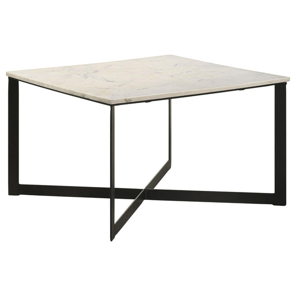 Tobin White and Black Square Marble Top Coffee Table