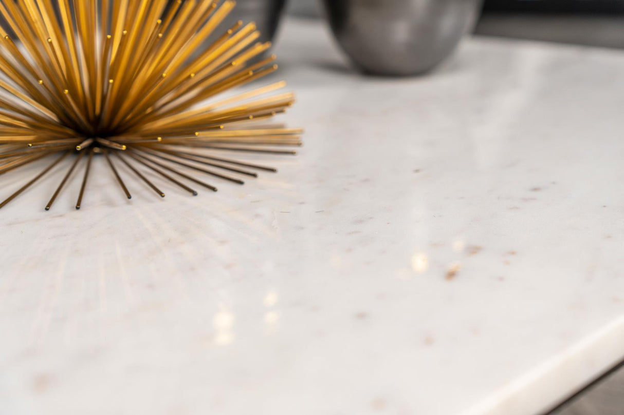 Tobin White and Black Square Marble Top Coffee Table from Coaster - Luna Furniture