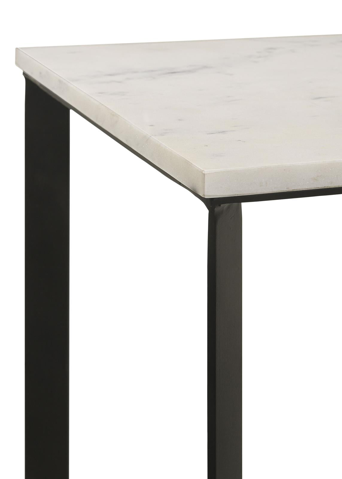 Tobin White and Black Square Marble Top End Table from Coaster - Luna Furniture