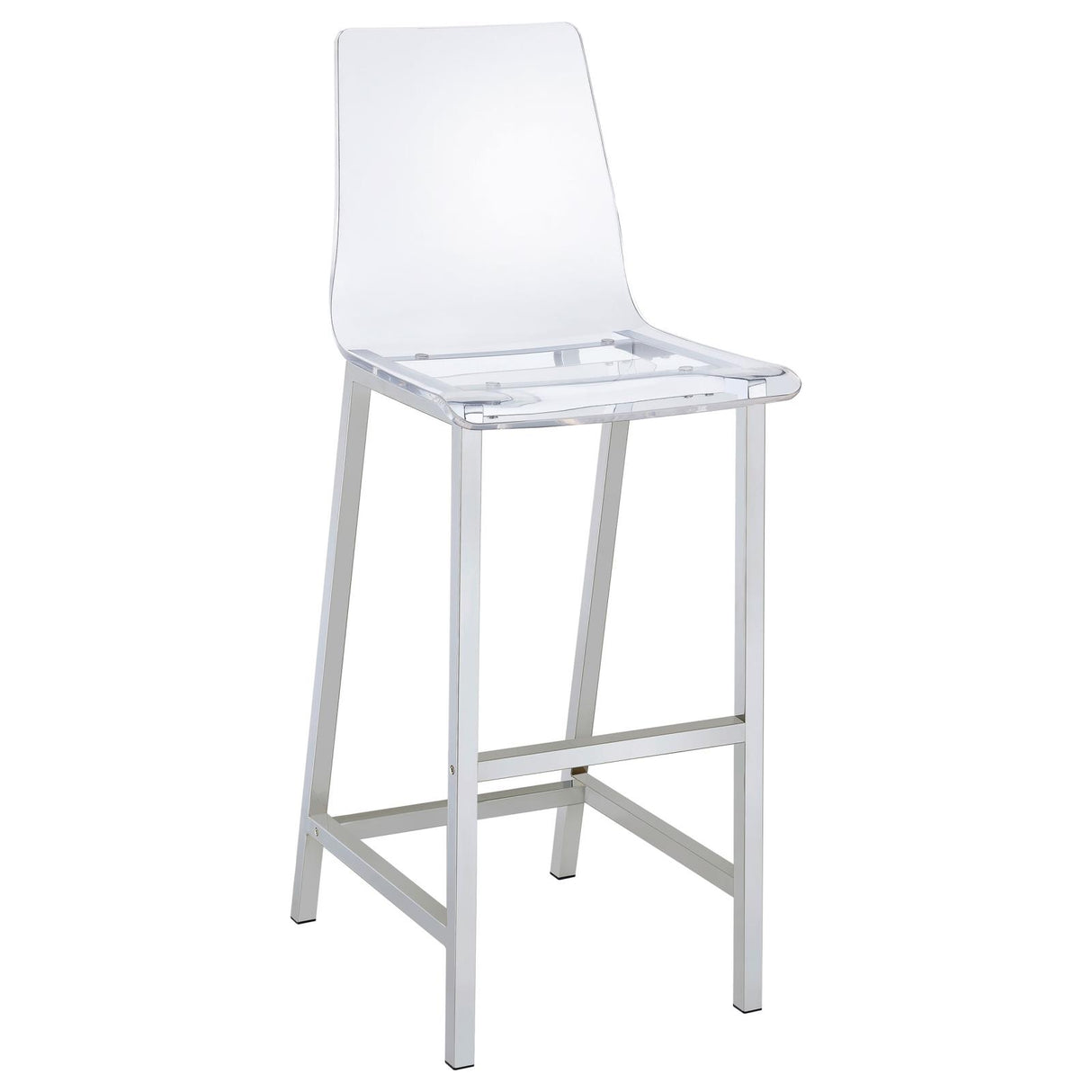 Tolbert Clear and Chrome 5-Piece Bar Set with Acrylic Chairs from Coaster - Luna Furniture