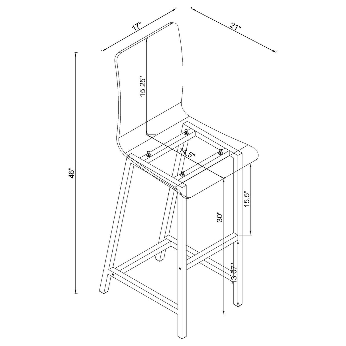Tolbert Clear and Chrome 5-Piece Bar Set with Acrylic Chairs from Coaster - Luna Furniture