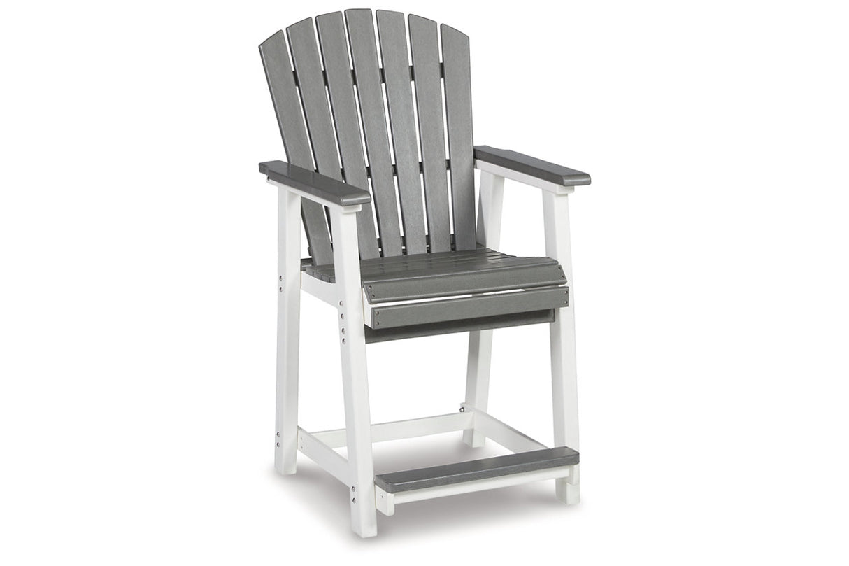 Transville Gray/White Outdoor Counter Height Barstool from Ashley - Luna Furniture