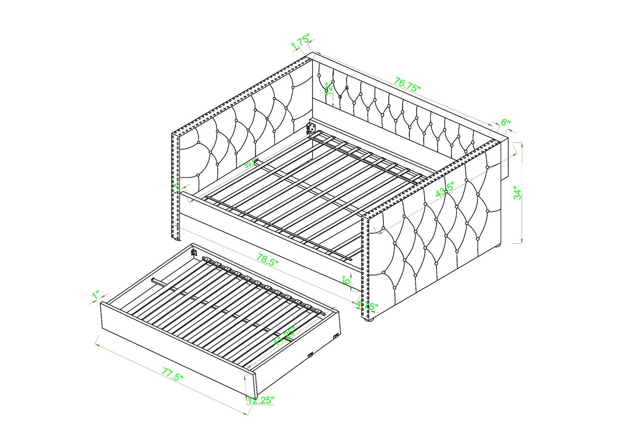 Trina Gray Twin Daybed from Crown Mark - Luna Furniture