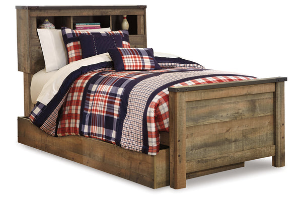 Trinell Brown Twin Bookcase Storage Platform Bed with 1 Large Drawer