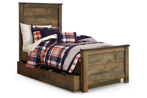 Trinell Brown Twin Storage Platform Bed with 1 Large Drawer