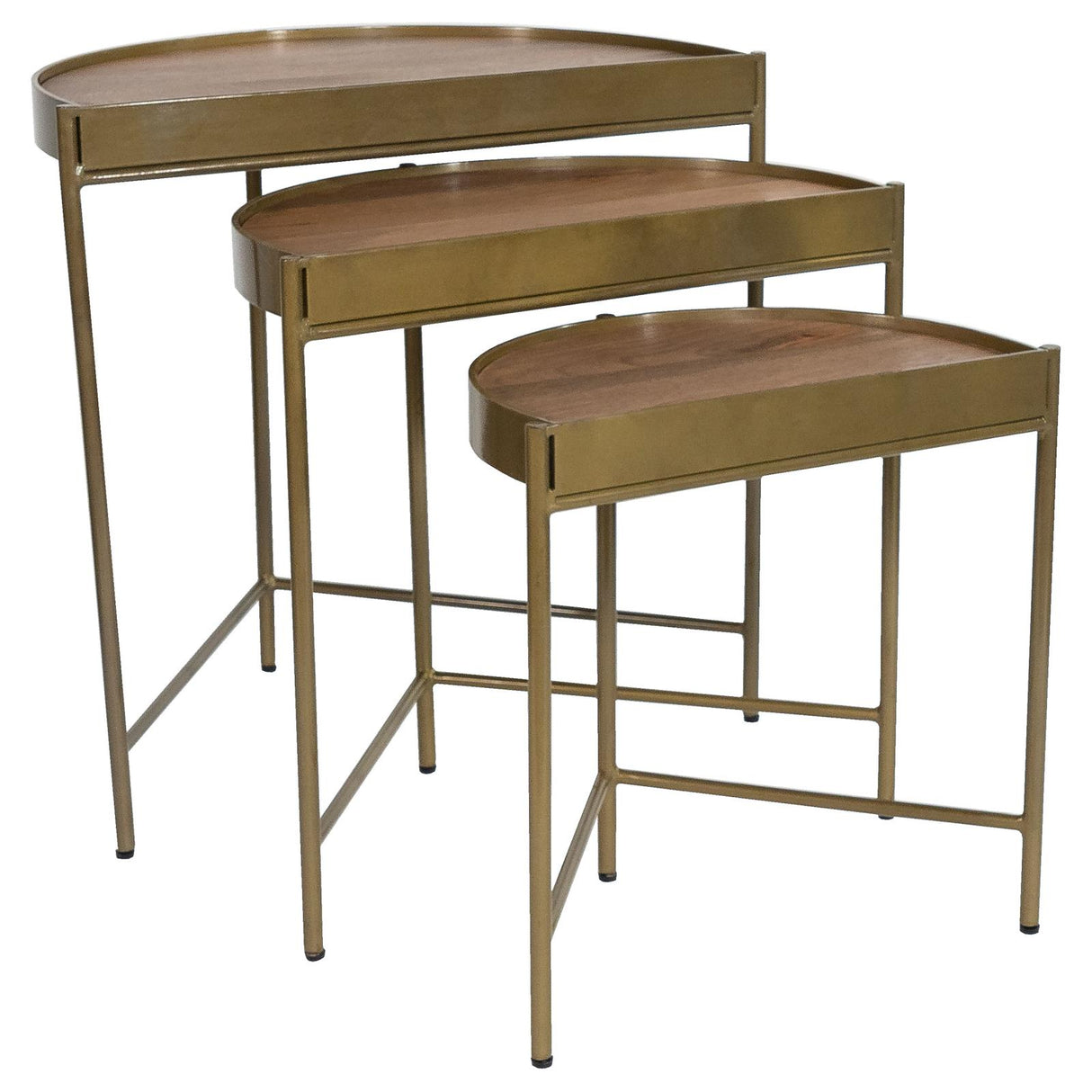 Tristen Brown and Gold 3-Piece Demilune Nesting Table With Recessed Top from Coaster - Luna Furniture