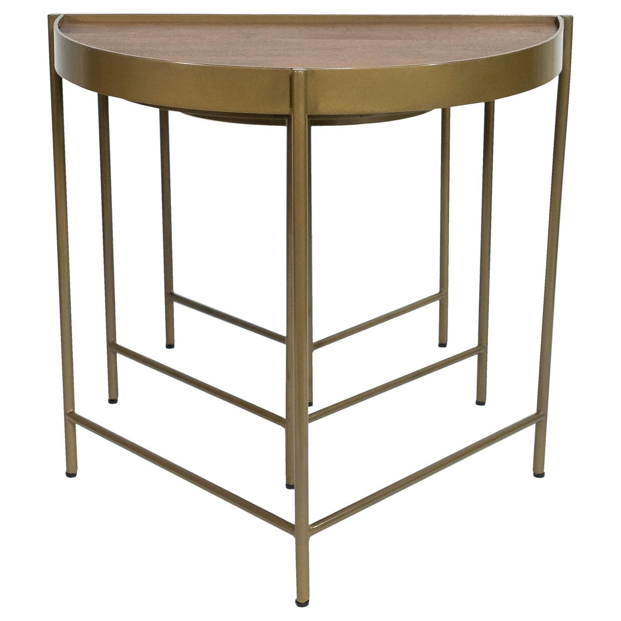 Tristen Brown and Gold 3-Piece Demilune Nesting Table With Recessed Top from Coaster - Luna Furniture