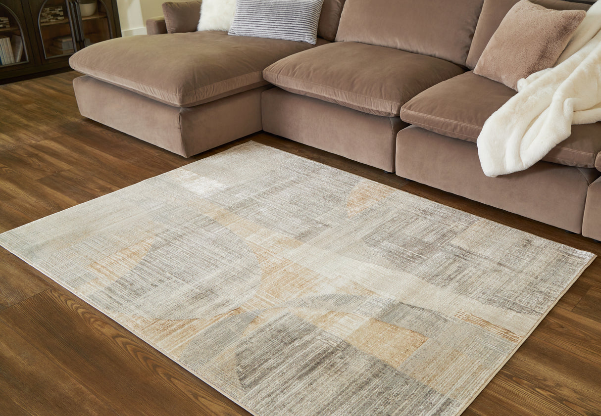 Truward Linen/Gray/Caramel Medium Rug from Ashley Furniture - Luna Furniture