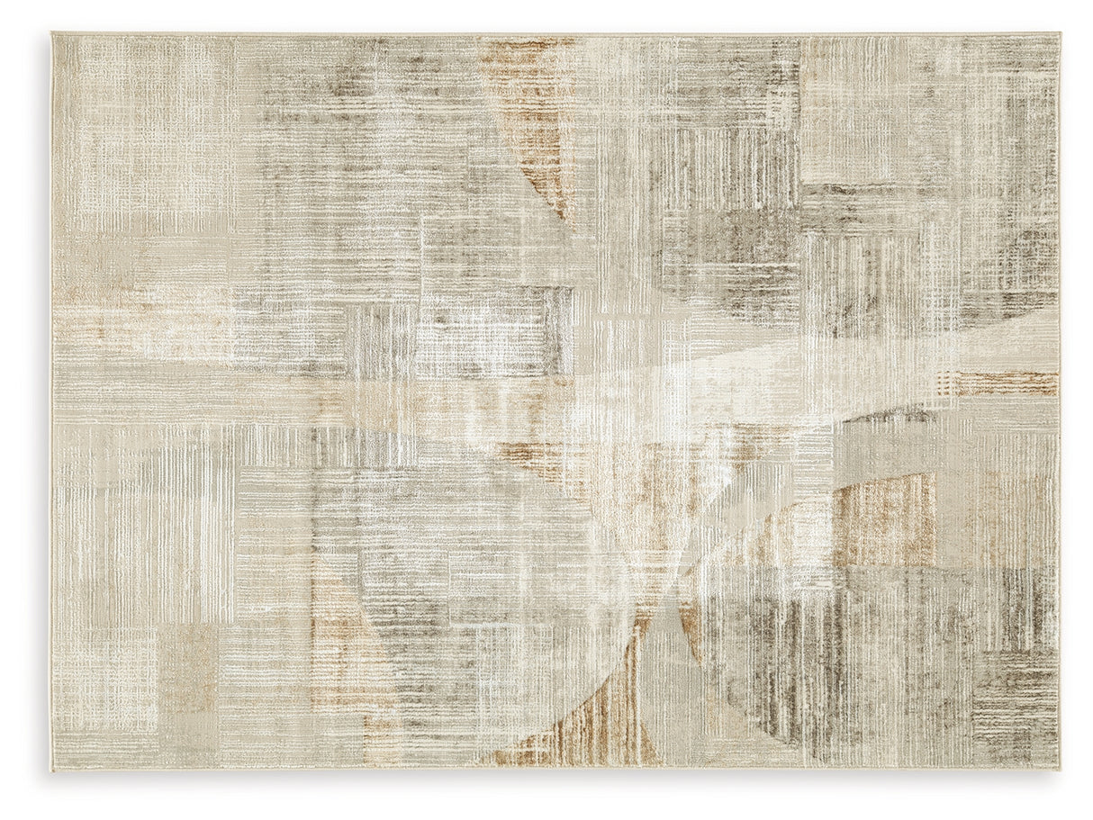 Truward Linen/Gray/Caramel Medium Rug from Ashley Furniture - Luna Furniture