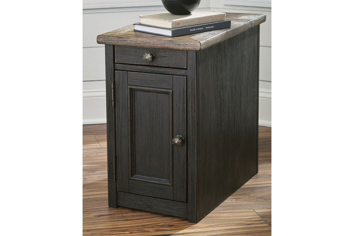 Tyler Creek Grayish Brown/Black Chairside End Table with USB Ports & Outlets from Ashley - Luna Furniture