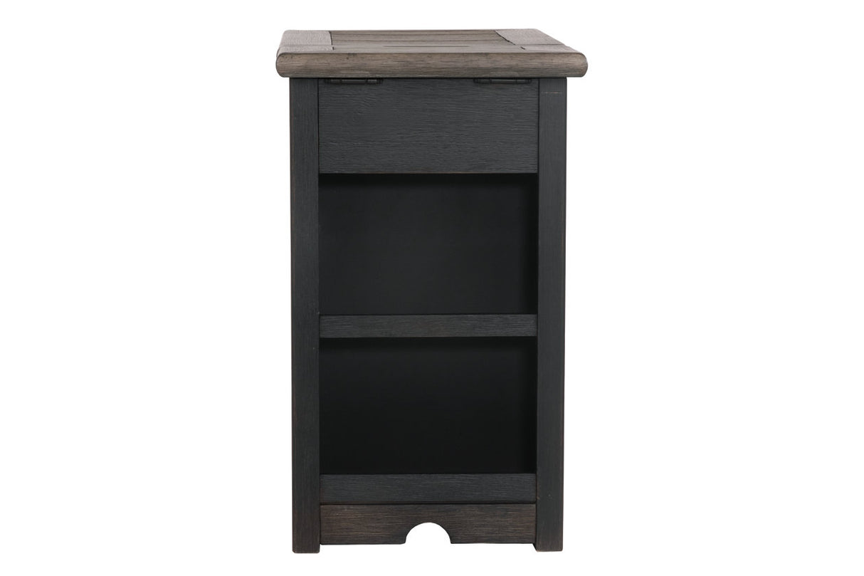 Tyler Creek Grayish Brown/Black Chairside End Table with USB Ports & Outlets from Ashley - Luna Furniture