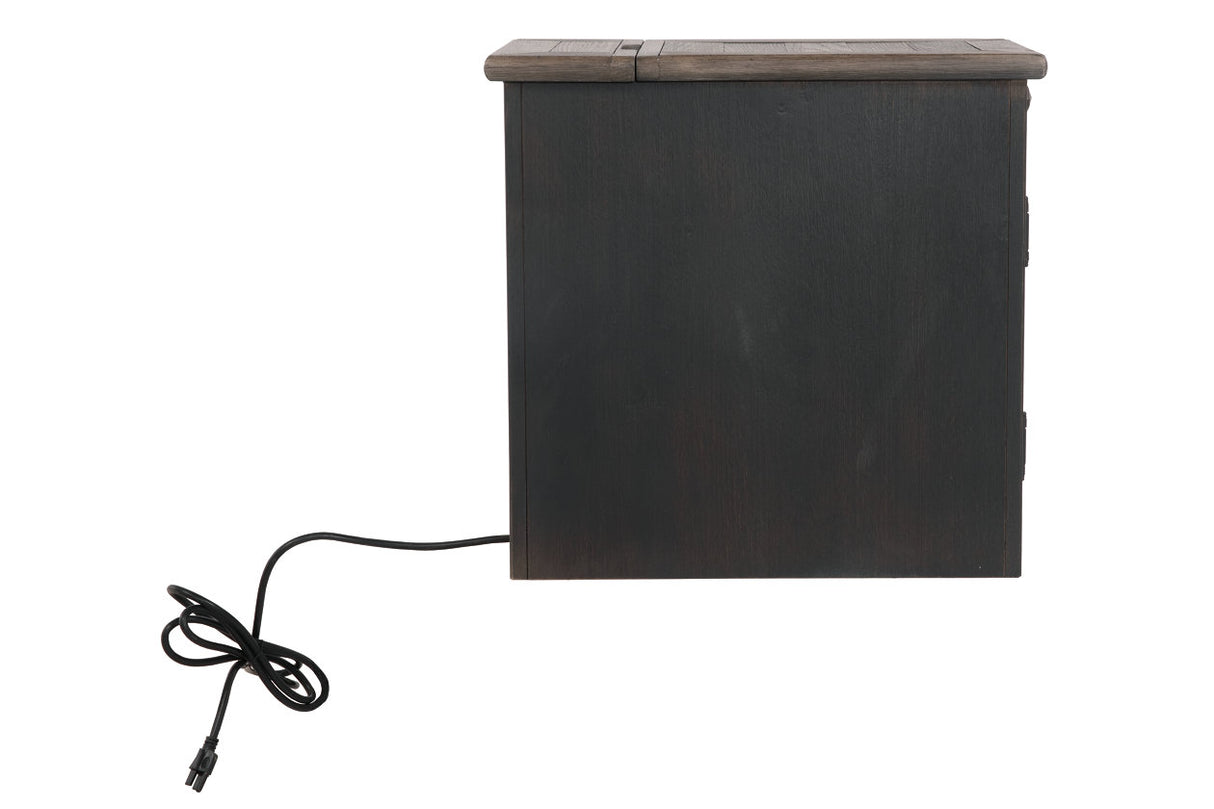 Tyler Creek Grayish Brown/Black Chairside End Table with USB Ports & Outlets from Ashley - Luna Furniture