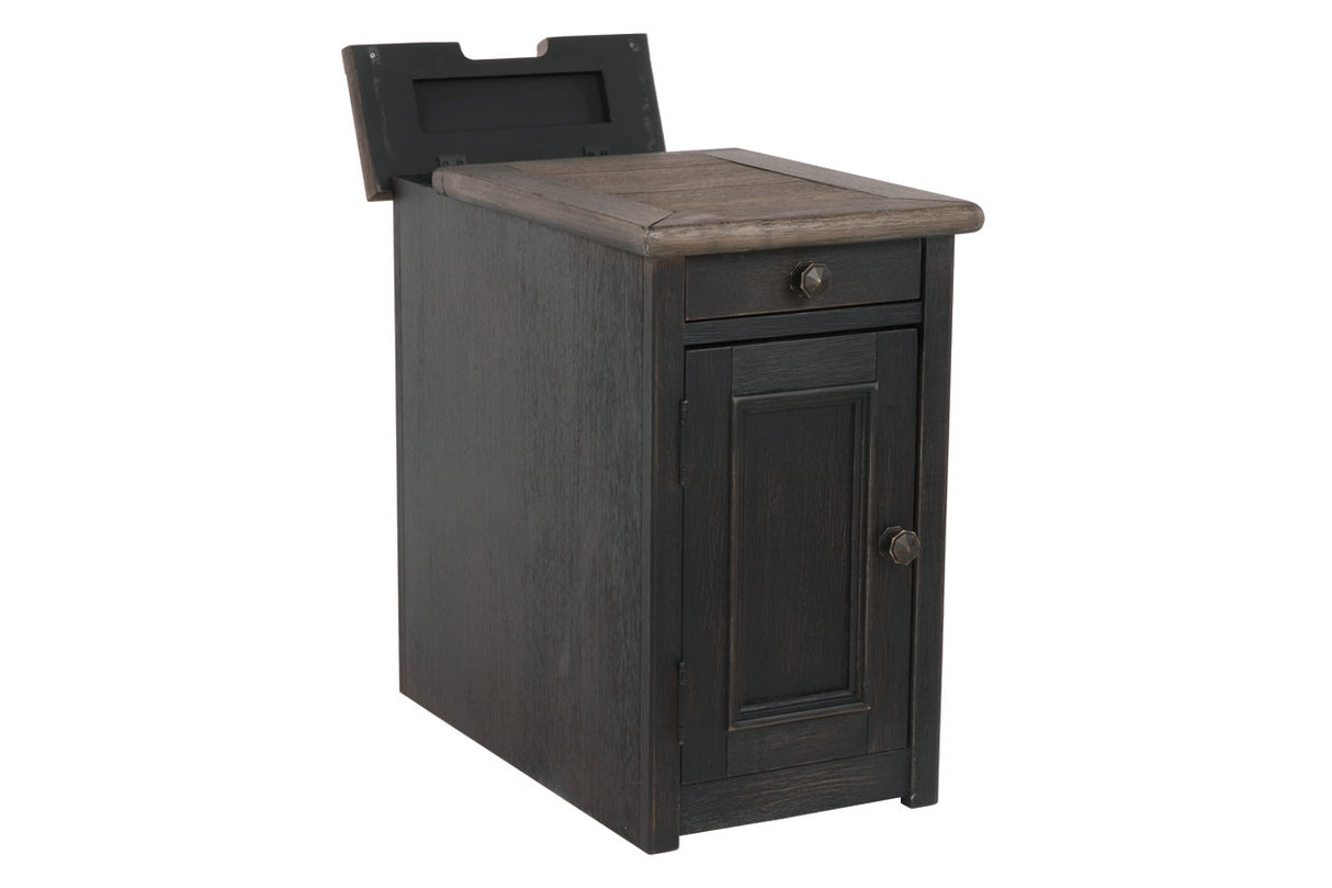 Tyler Creek Grayish Brown/Black Chairside End Table with USB Ports & Outlets from Ashley - Luna Furniture