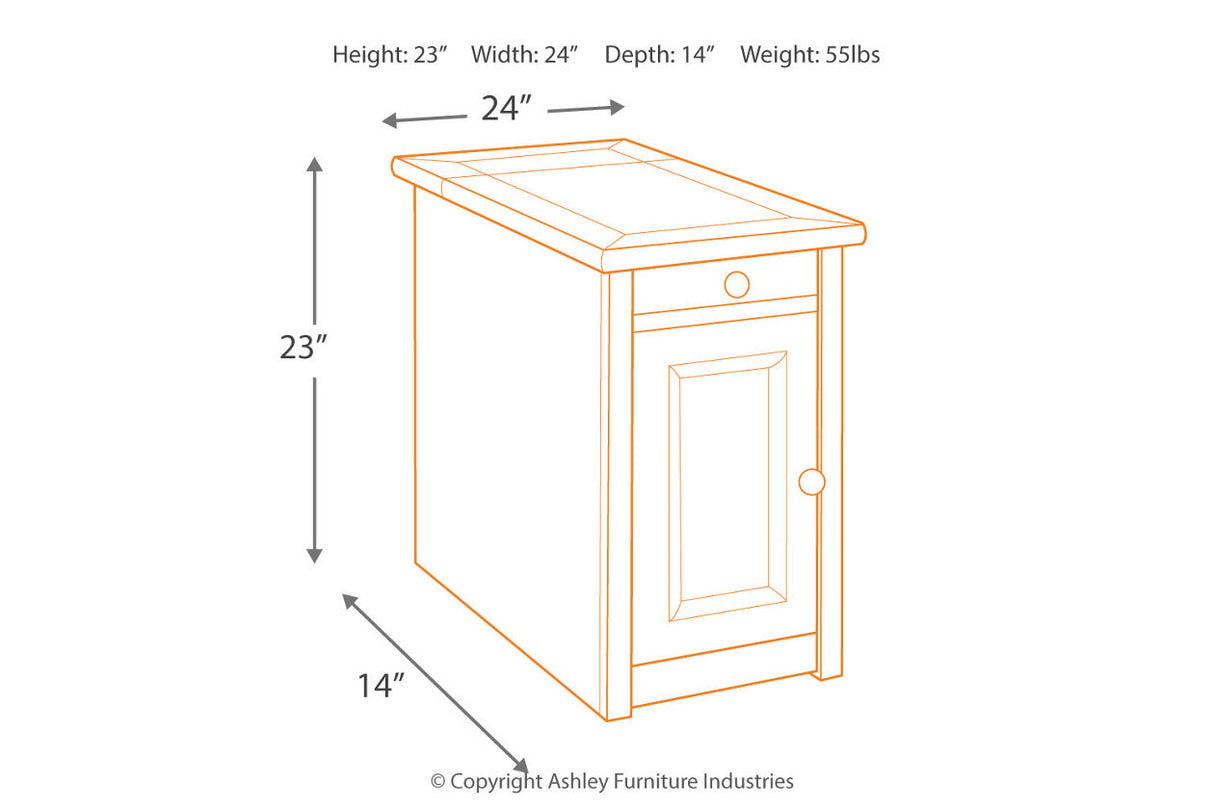 Tyler Creek Grayish Brown/Black Chairside End Table with USB Ports & Outlets from Ashley - Luna Furniture