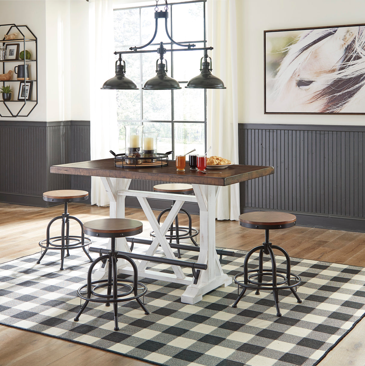 Valebeck White/Brown Counter Height Set from Ashley - Luna Furniture
