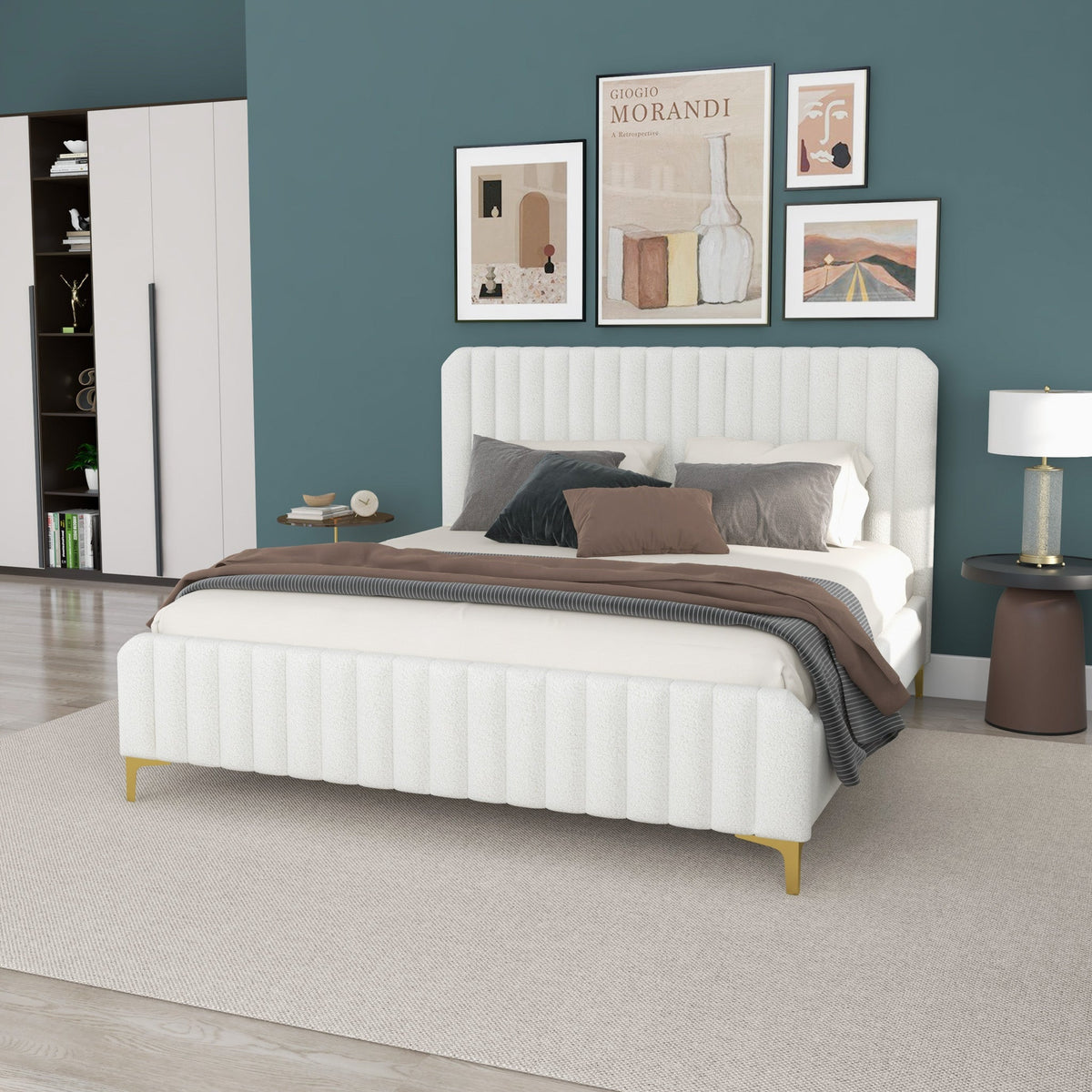 Valery Cream Queen Upholstered Platform Bed from Ashcroft Furniture - Luna Furniture
