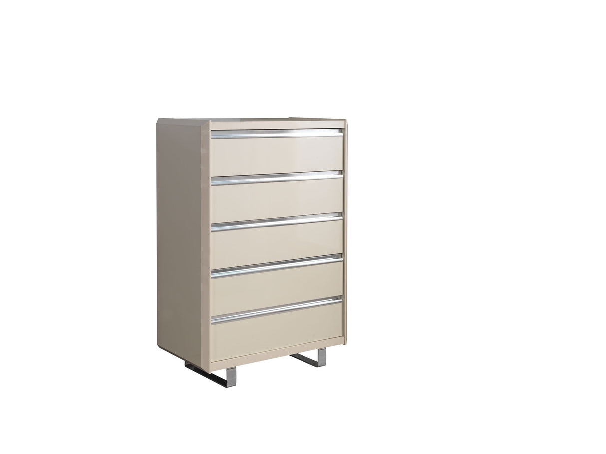 Viola Cream High Gloss Lacquer 4-Piece Queen Bedroom Set from Nova Furniture - Luna Furniture