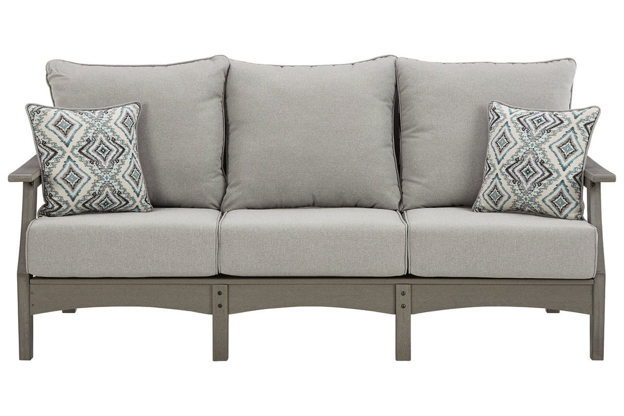 Visola Gray Outdoor Sofa with Cushion from Ashley - Luna Furniture