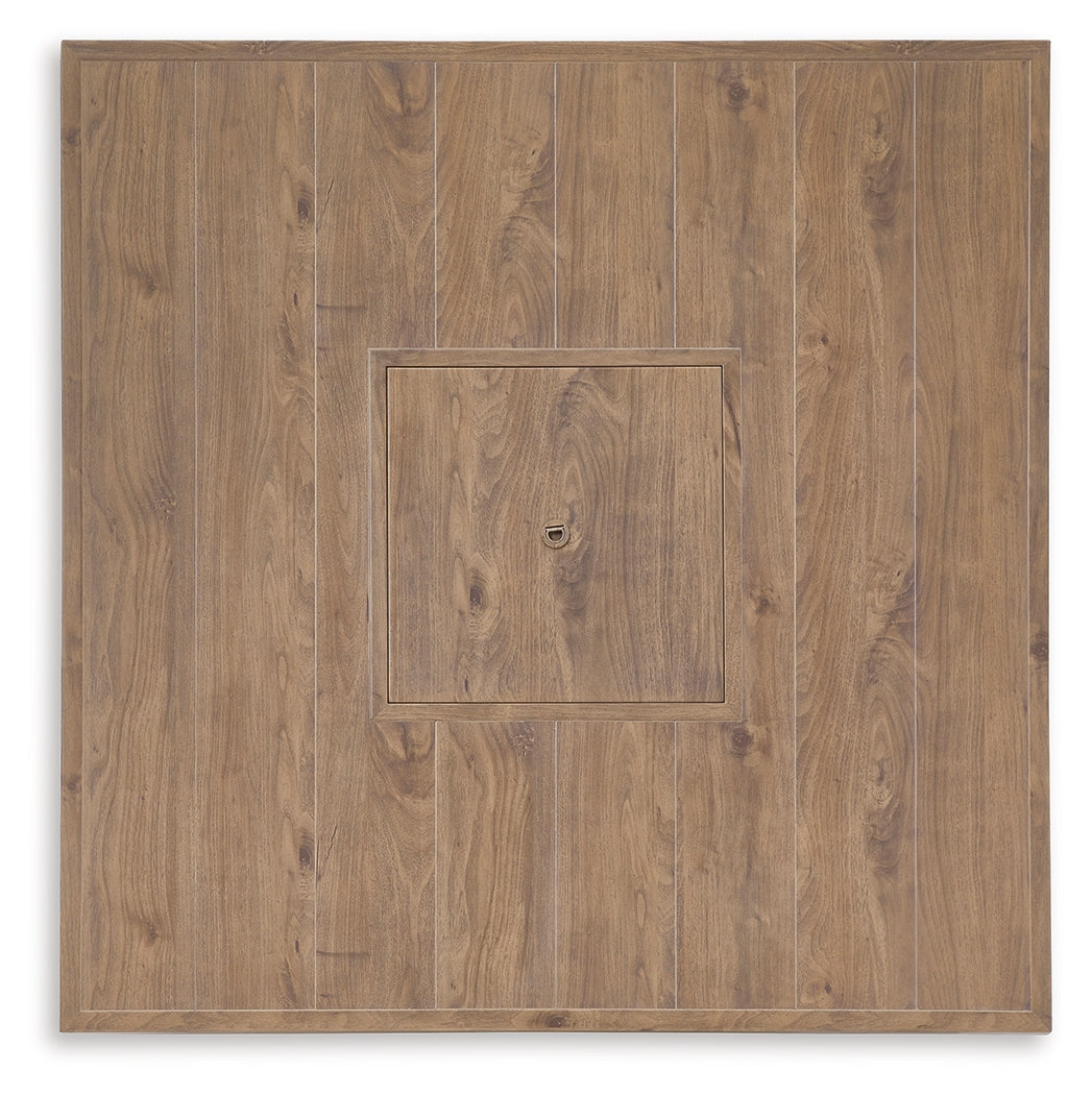 Walton Bridge Driftwood Outdoor Bar Table with Fire Pit from Ashley - Luna Furniture