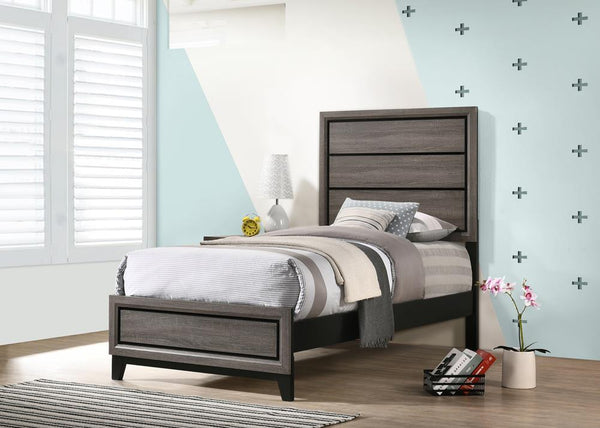 Watson Gray Oak Twin Panel Bed