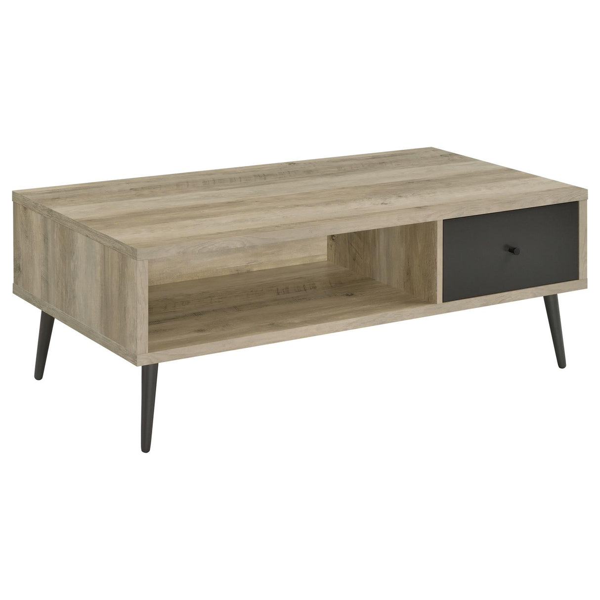 Welsh Antique Pine and Gray 1-Drawer Rectangular Engineered Wood Coffee Table with Storage Shelf from Coaster - Luna Furniture
