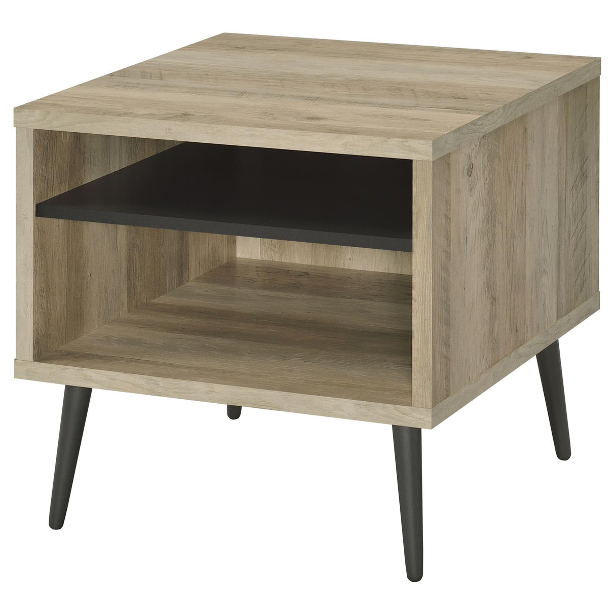 Welsh Antique Pine and Gray Square Engineered Wood End Table with Shelf from Coaster - Luna Furniture