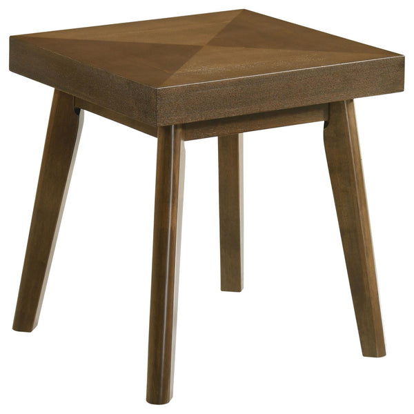 Westerly Walnut Square Wood End Table with Diamond Parquet