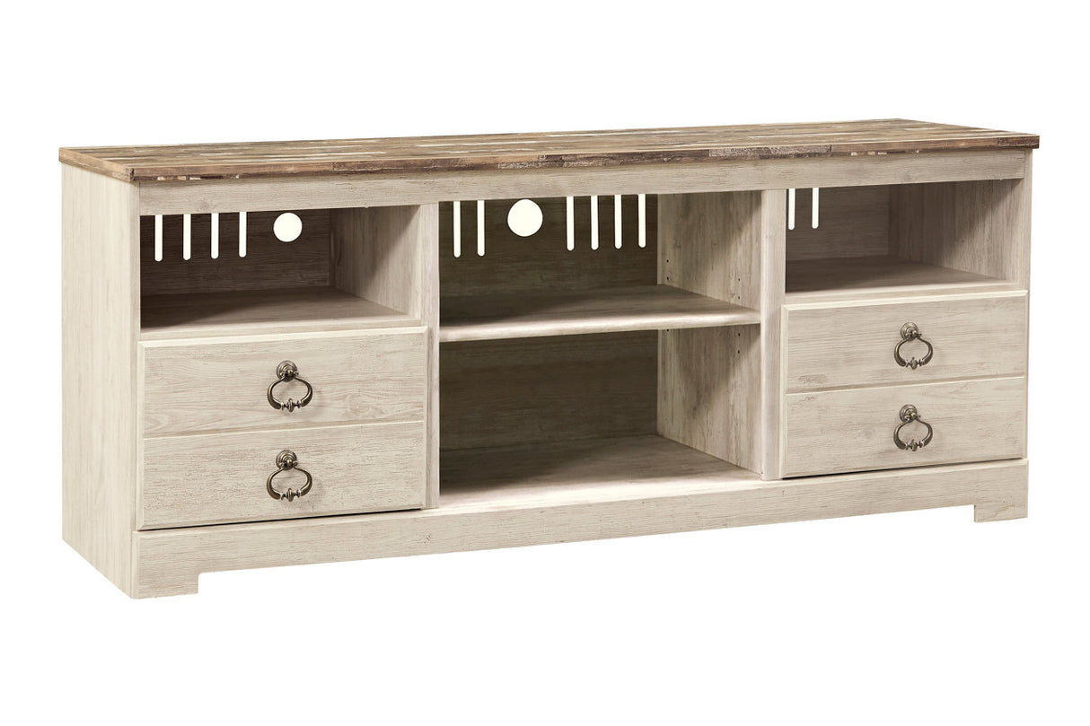 Willowton Whitewash 4-Piece Entertainment Center from Ashley - Luna Furniture
