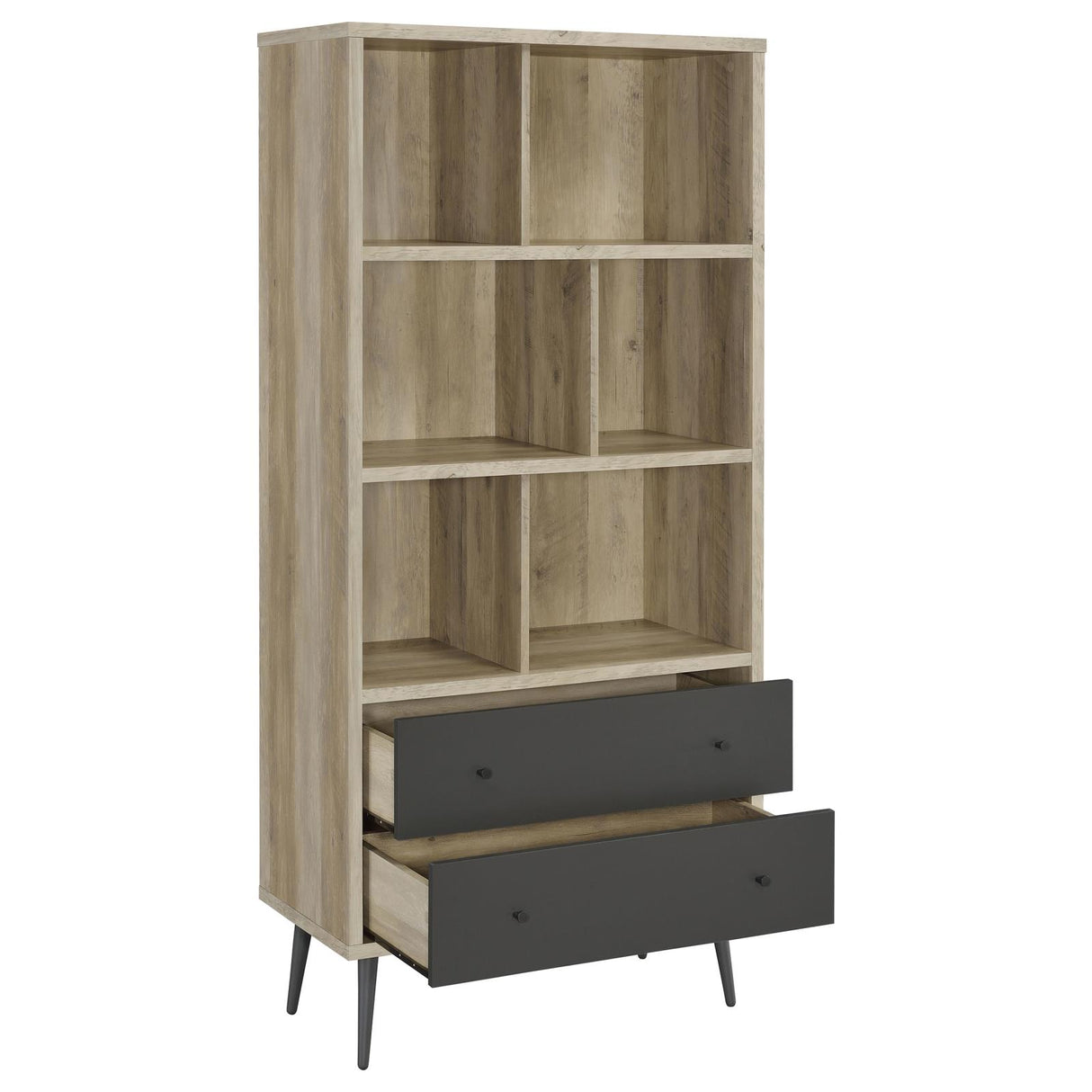 Winifred Antique Pine 3-Shelf Engineered Wood Bookcase with Drawers from Coaster - Luna Furniture