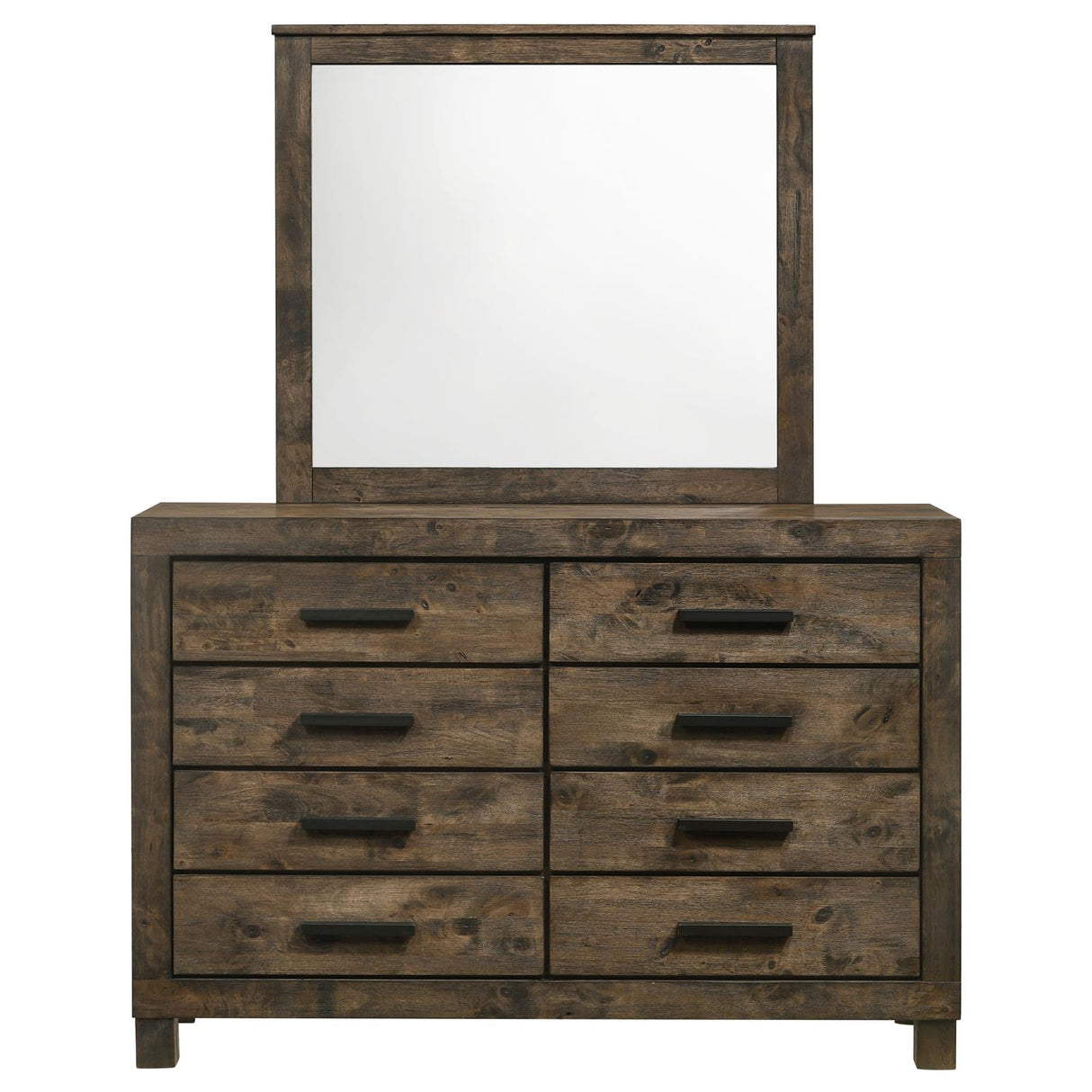 Woodmont Rustic Golden Brown 8-Drawer Dresser with Mirror from Coaster - Luna Furniture