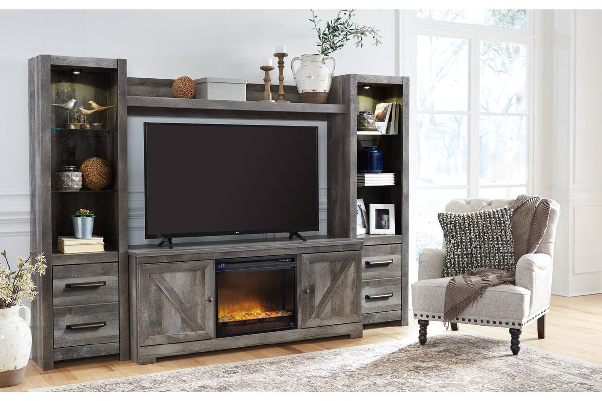 Wynnlow Gray 4-Piece Entertainment Center with Electric Fireplace from Ashley - Luna Furniture