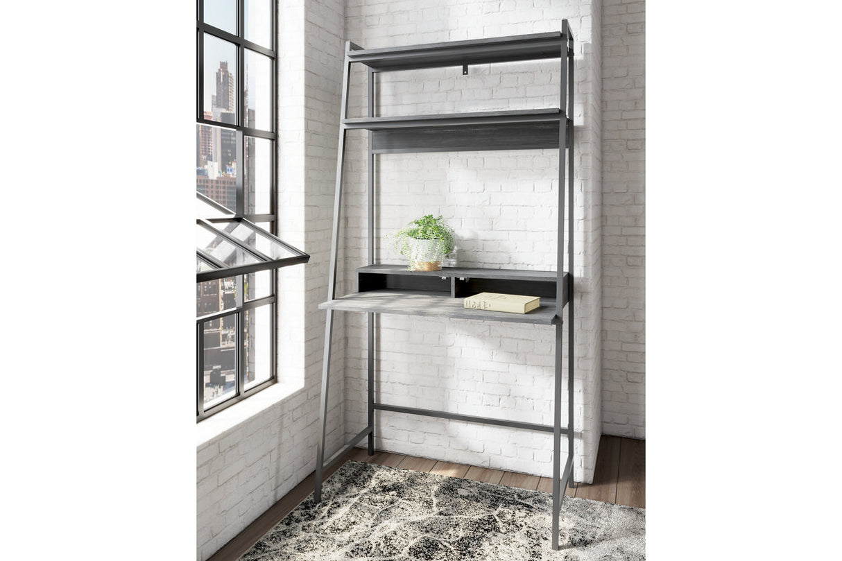 Yarlow Black 36" Home Office Desk with Shelf from Ashley - Luna Furniture